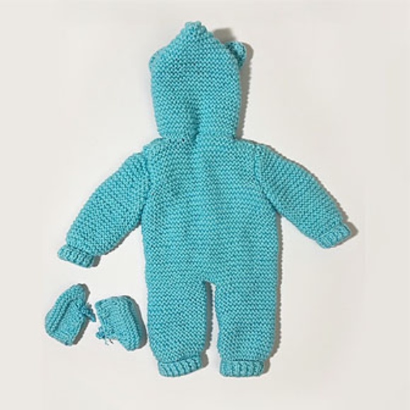 Baby Knitwear Cat Ear Hooded Pram With Booties - Picture 4 of 6